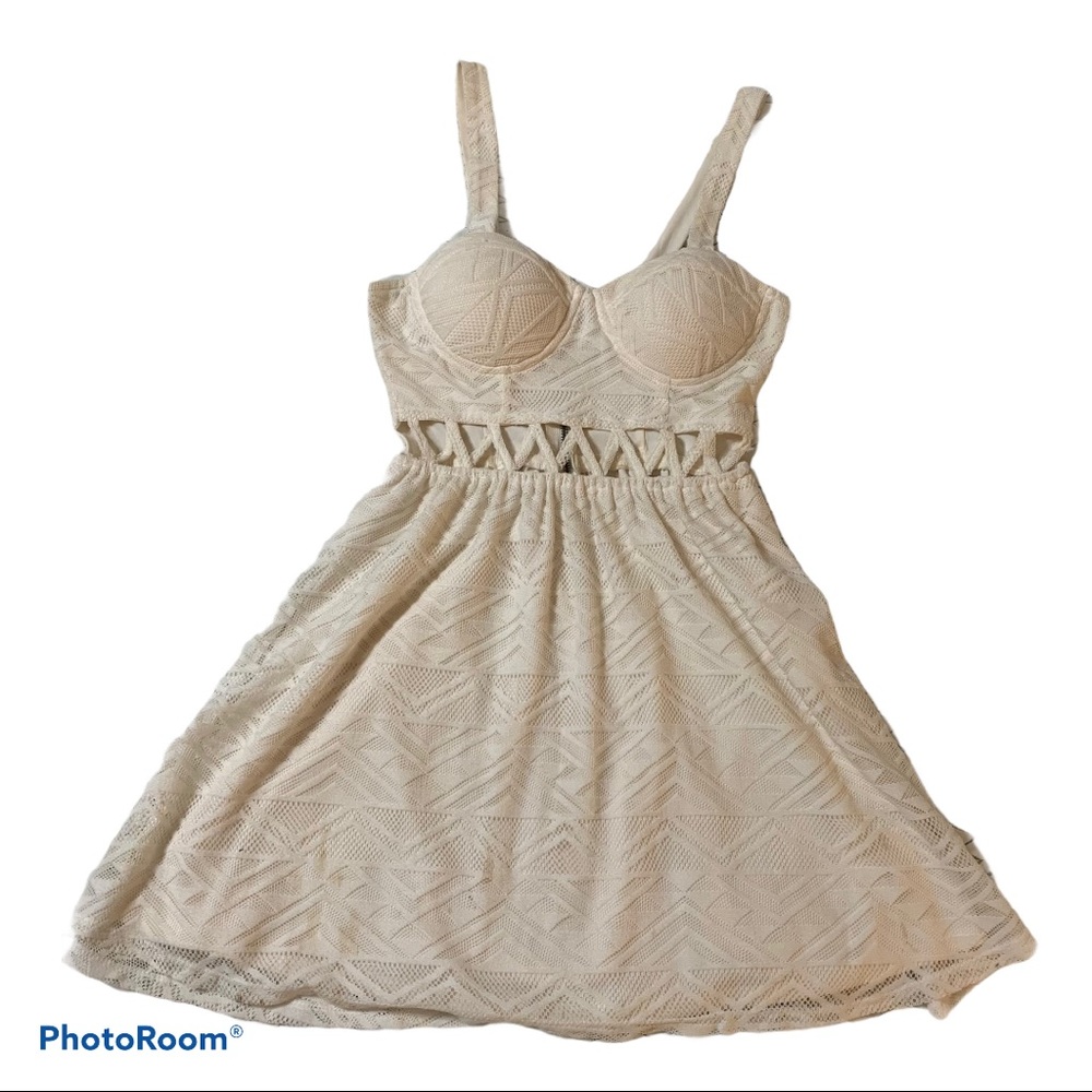 Cream padded top dress